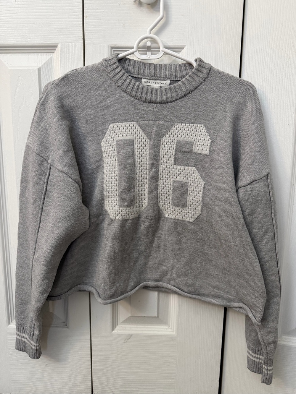 Aeropostale Light Gray Crewneck Sweater with '06' Front